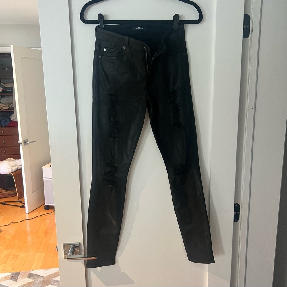 7 FOR MAN KIND RIPPED SKINNY JEANS